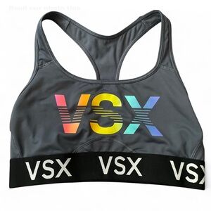 Victoria's Secret -VSX Gray Sports Bra with Multicolor Logo